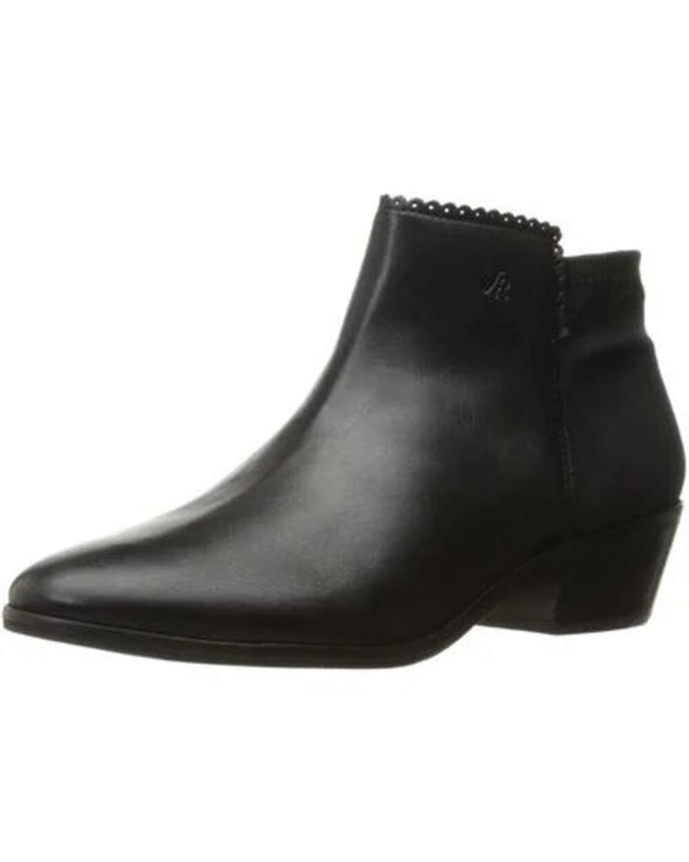 Jack Rogers Bailee Scalloped Trim Ankle Boots Heeled Pointed Leather Black 9M